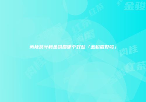 肉桂茶叶和金骏眉哪个好些「金骏眉好吗」