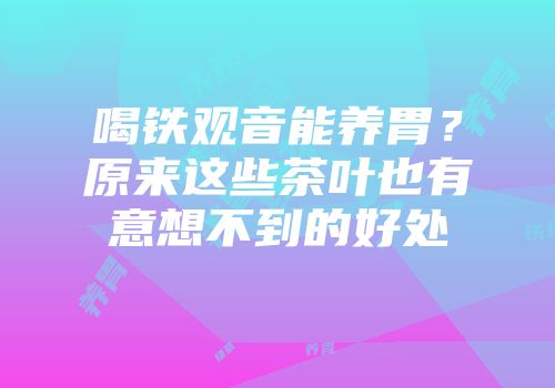 喝铁观音能养胃？原来这些茶叶也有意想不到的好处