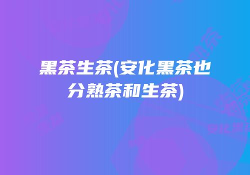 黑茶生茶(安化黑茶也分熟茶和生茶)