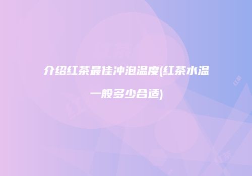 介绍红茶最佳冲泡温度(红茶水温一般多少合适)
