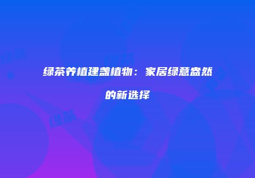 绿茶养植建盏植物：家居绿意盎然的新选择