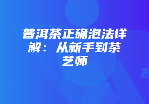 普洱茶正确泡法详解：从新手到茶艺师