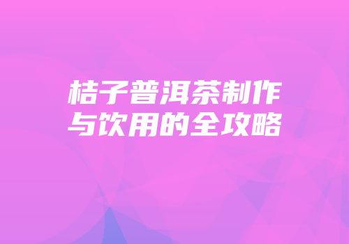 桔子普洱茶制作与饮用的全攻略