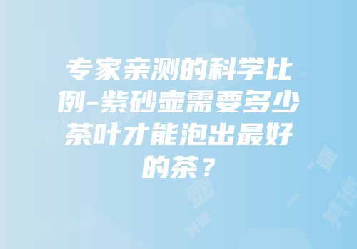 专家亲测的科学比例-紫砂壶需要多少茶叶才能泡出最好的茶？