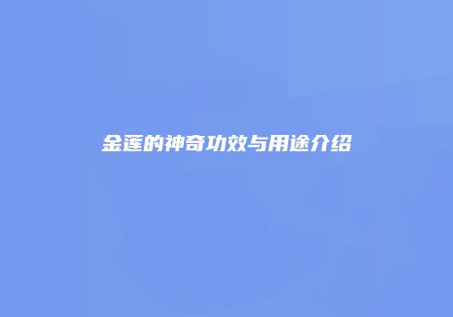 金莲的神奇功效与用途介绍