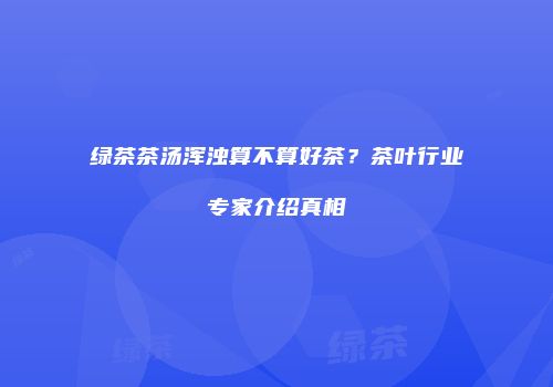 绿茶茶汤浑浊算不算好茶？茶叶行业专家介绍真相