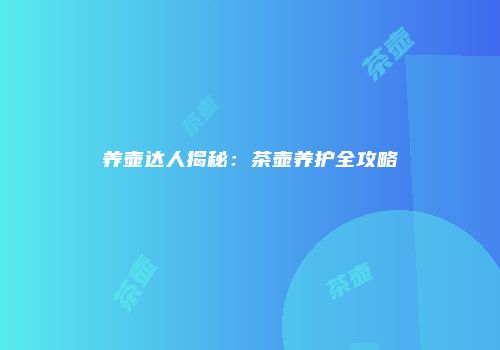 养壶达人揭秘：茶壶养护全攻略