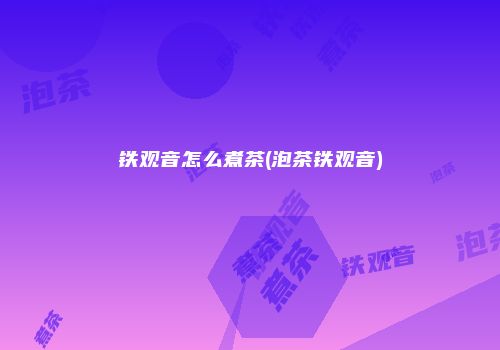 铁观音怎么煮茶(泡茶铁观音)