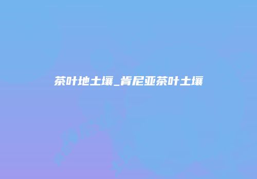 茶叶地土壤_肯尼亚茶叶土壤