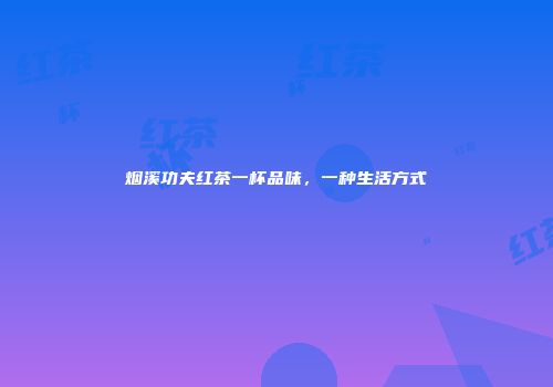 烟溪功夫红茶一杯品味，一种生活方式