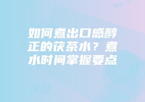 如何煮出口感醇正的茯茶水？煮水时间掌握要点