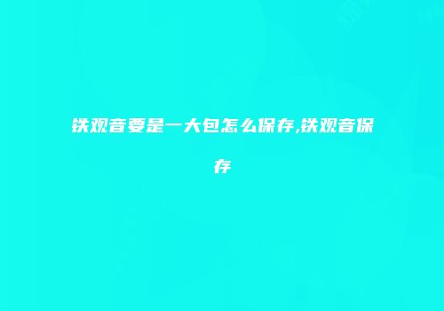 铁观音要是一大包怎么保存,铁观音保存