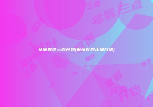 从掌握这三点开始(采茶叶的正确方法)