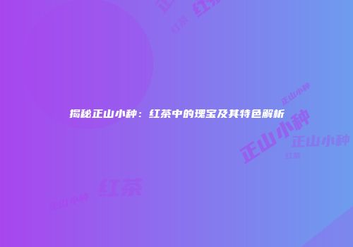 揭秘正山小种：红茶中的瑰宝及其特色解析