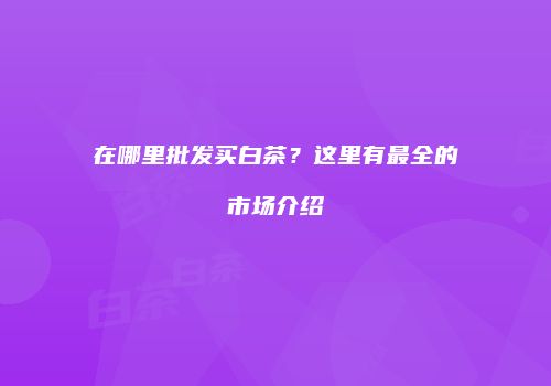 在哪里批发买白茶？这里有最全的市场介绍
