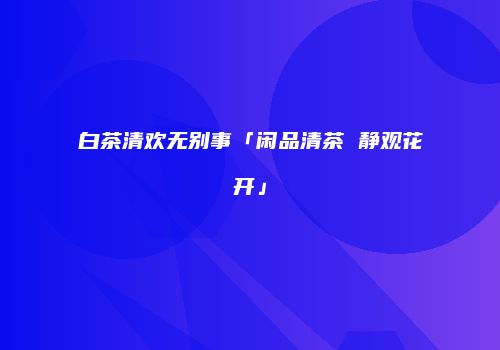 白茶清欢无别事「闲品清茶 静观花开」