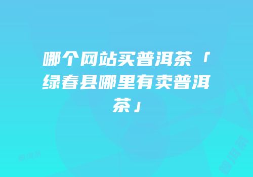 哪个网站买普洱茶「绿春县哪里有卖普洱茶」