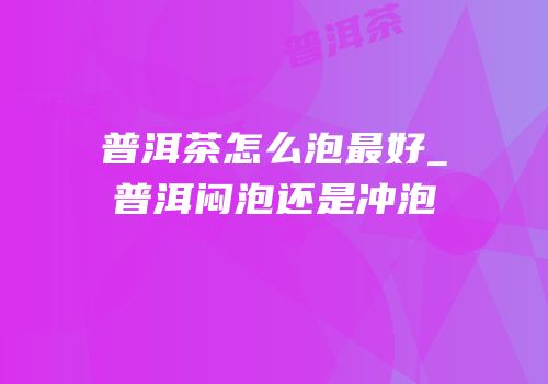 普洱茶怎么泡最好_普洱闷泡还是冲泡