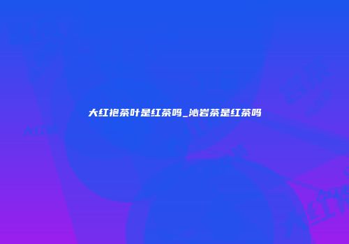 大红袍茶叶是红茶吗_沁岩茶是红茶吗