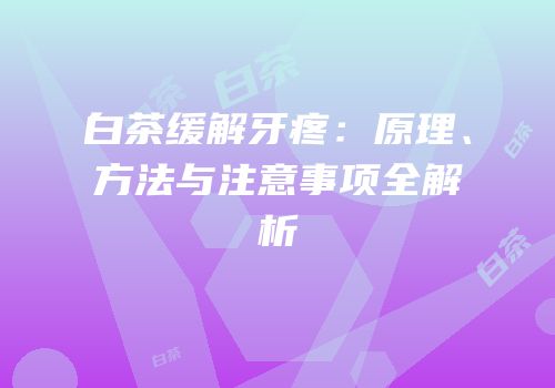 白茶缓解牙疼：原理、方法与注意事项全解析