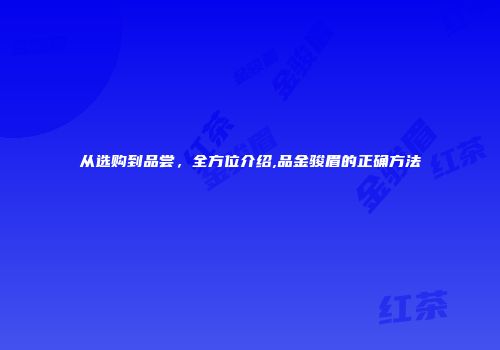 从选购到品尝，全方位介绍,品金骏眉的正确方法