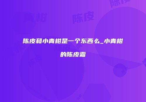 陈皮和小青柑是一个东西么_小青柑的陈皮霜
