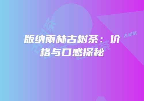版纳雨林古树茶：价格与口感探秘