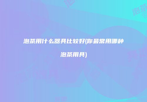 泡茶用什么器具比较好(你最常用哪种泡茶用具)