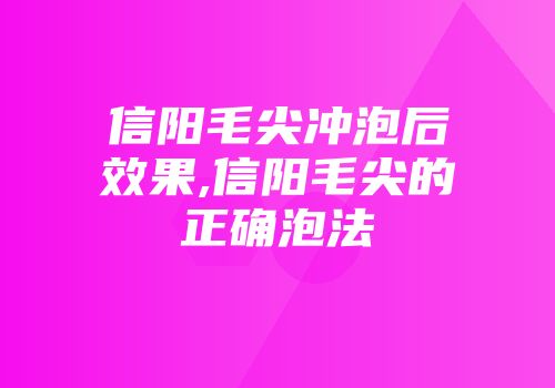 信阳毛尖冲泡后效果,信阳毛尖的正确泡法