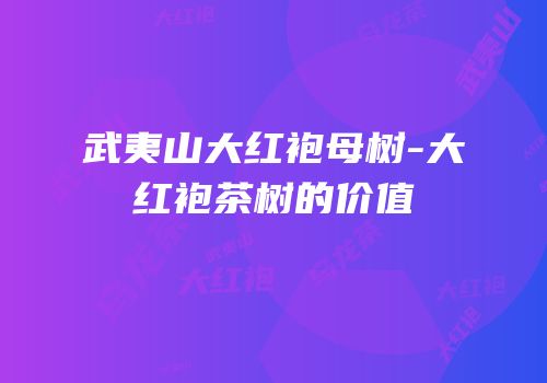 武夷山大红袍母树-大红袍茶树的价值