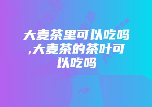 大麦茶里可以吃吗,大麦茶的茶叶可以吃吗