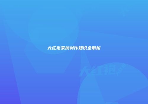 大红袍采摘制作知识全解析