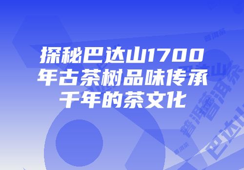 探秘巴达山1700年古茶树品味传承千年的茶文化