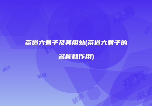 茶道六君子及其用处(茶道六君子的名称和作用)