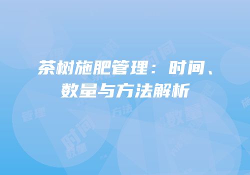茶树施肥管理：时间、数量与方法解析