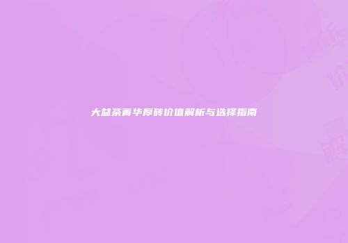 大益茶菁华厚砖价值解析与选择指南
