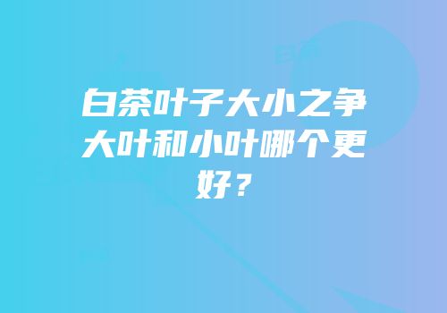 白茶叶子大小之争大叶和小叶哪个更好？