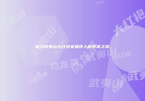 探访武夷山大红袍非遗传人的传承之路