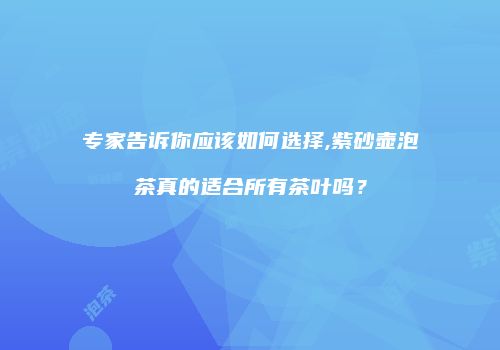 专家告诉你应该如何选择,紫砂壶泡茶真的适合所有茶叶吗？