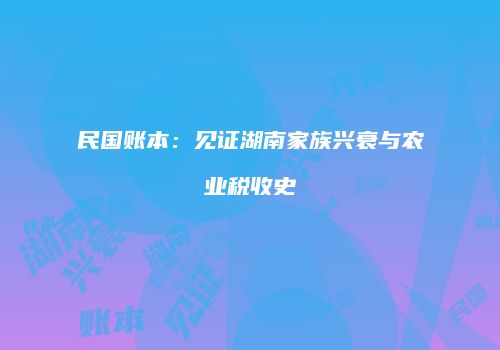 民国账本：见证湖南家族兴衰与农业税收史