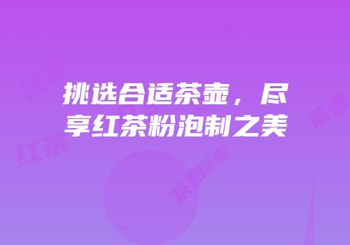 挑选合适茶壶，尽享红茶粉泡制之美