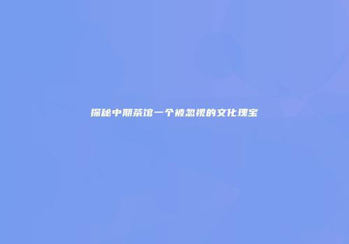 探秘中期茶馆一个被忽视的文化瑰宝