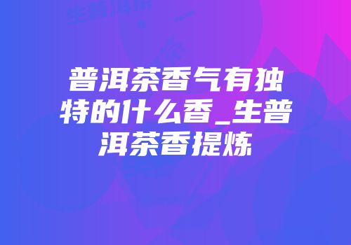 普洱茶香气有独特的什么香_生普洱茶香提炼