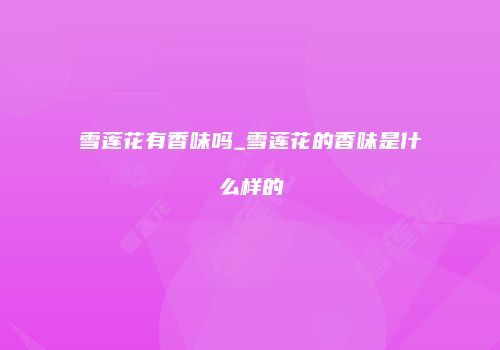 雪莲花有香味吗_雪莲花的香味是什么样的