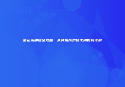 菊花茶种植全攻略：从种植技术到饮用时间详解