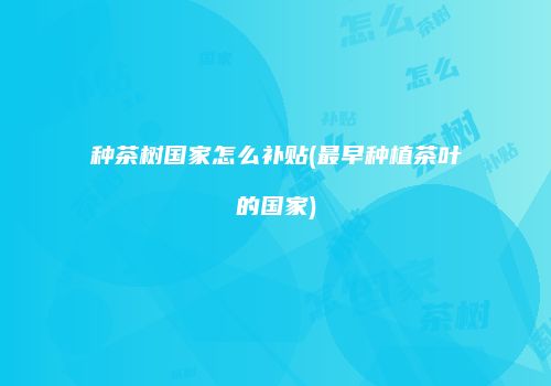 种茶树国家怎么补贴(最早种植茶叶的国家)