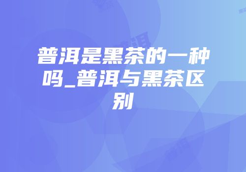 普洱是黑茶的一种吗_普洱与黑茶区别