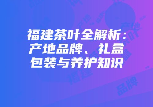 福建茶叶全解析：产地品牌、礼盒包装与养护知识