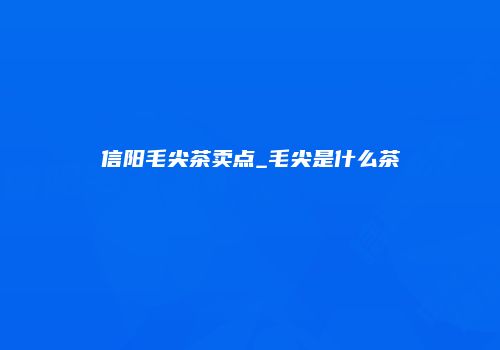 信阳毛尖茶卖点_毛尖是什么茶