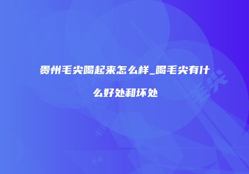 贵州毛尖喝起来怎么样_喝毛尖有什么好处和坏处